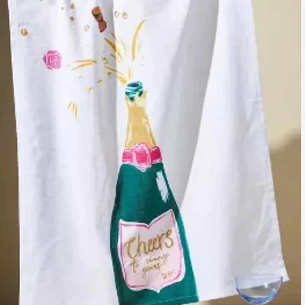 - Anthropologie cheers to many years dish towel new with tags